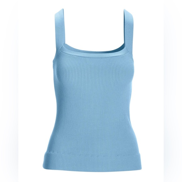 Ribbed Square Neck Sweater Tank Airy Blue- Like New - Picture 2 of 11